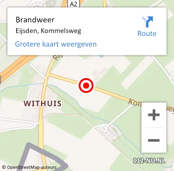 Locatie op kaart van de 112 melding: Brandweer Eijsden, Kommelsweg op 2 maart 2015 14:30