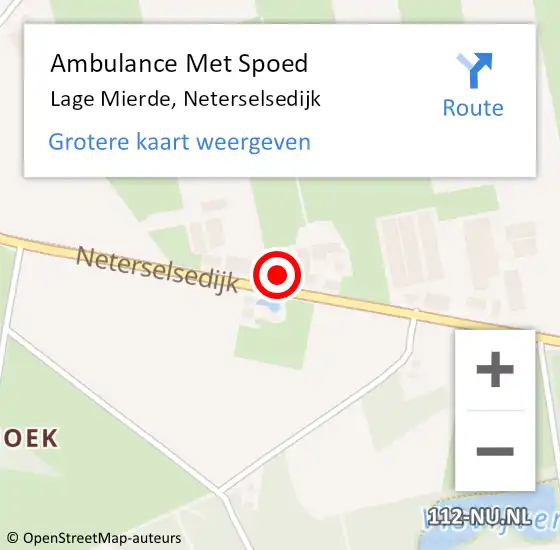 Locatie op kaart van de 112 melding: Ambulance Met Spoed Naar Lage Mierde, Neterselsedijk op 2 maart 2015 14:46