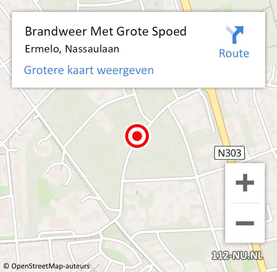 Locatie op kaart van de 112 melding: Brandweer Met Grote Spoed Naar Ermelo, Nassaulaan op 2 maart 2015 15:01