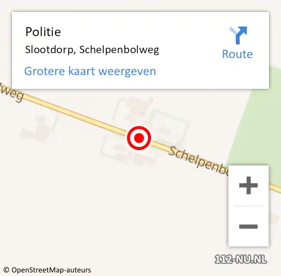 Locatie op kaart van de 112 melding: Politie Slootdorp, Schelpenbolweg op 2 maart 2015 15:13