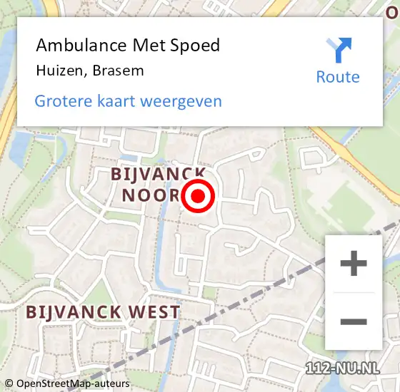 Locatie op kaart van de 112 melding: Ambulance Met Spoed Naar Huizen, Brasem op 31 oktober 2013 12:53