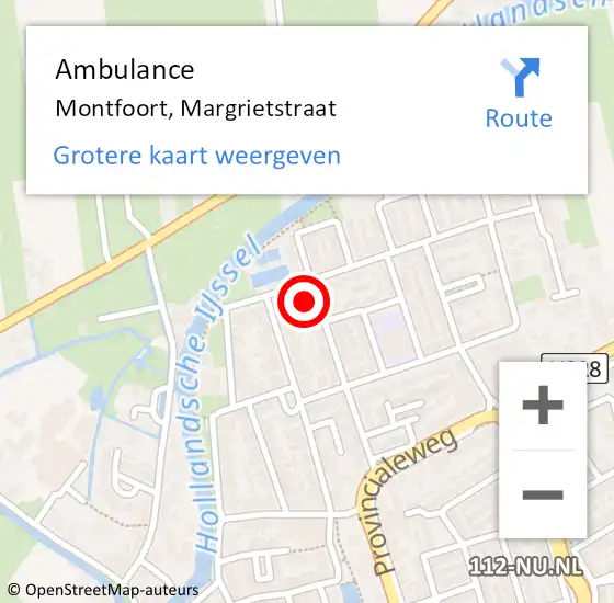 Locatie op kaart van de 112 melding: Ambulance Montfoort, Margrietstraat op 2 maart 2015 15:29