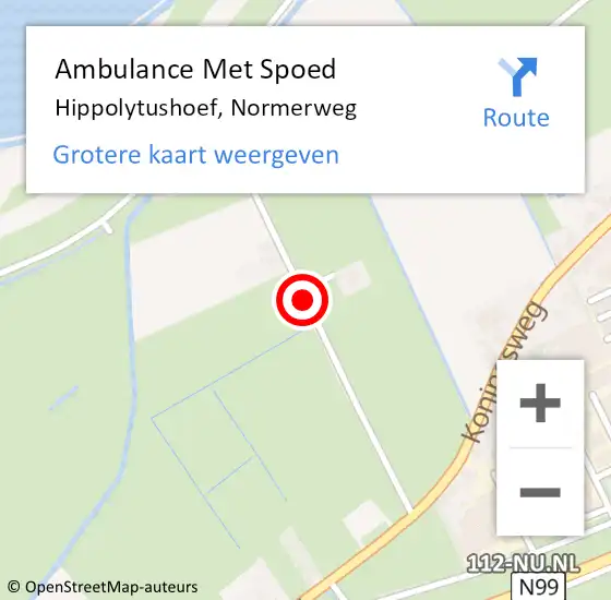 Locatie op kaart van de 112 melding: Ambulance Met Spoed Naar Hippolytushoef, Normerweg op 2 maart 2015 16:32