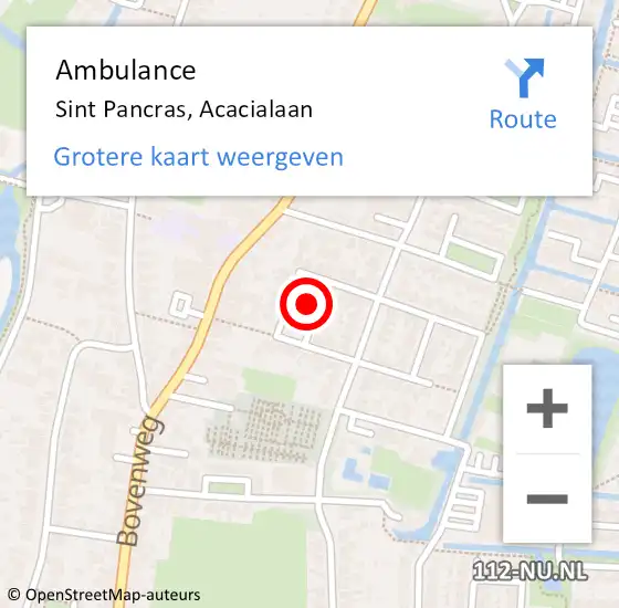 Locatie op kaart van de 112 melding: Ambulance Sint Pancras, Acacialaan op 2 maart 2015 17:07