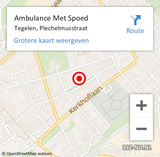 Locatie op kaart van de 112 melding: Ambulance Met Spoed Naar Tegelen, Plechelmusstraat op 2 maart 2015 17:09