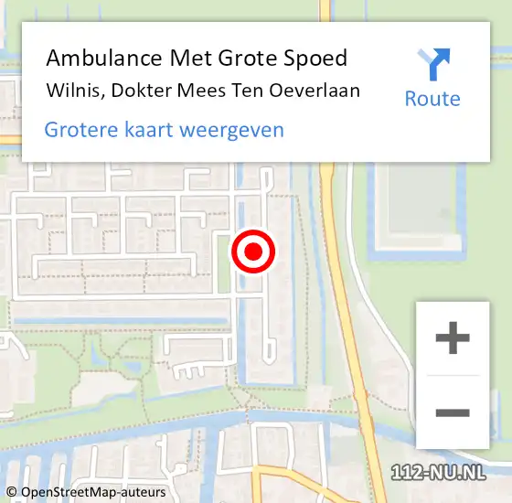 Locatie op kaart van de 112 melding: Ambulance Met Grote Spoed Naar Wilnis, Dokter Mees Ten Oeverlaan op 2 maart 2015 17:29