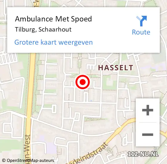 Locatie op kaart van de 112 melding: Ambulance Met Spoed Naar Tilburg, Schaarhout op 2 maart 2015 18:28