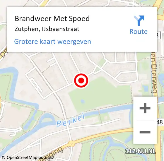 Locatie op kaart van de 112 melding: Brandweer Met Spoed Naar Zutphen, IJsbaanstraat op 2 maart 2015 18:29