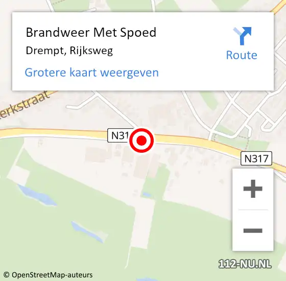 Locatie op kaart van de 112 melding: Brandweer Met Spoed Naar Drempt, Rijksweg op 2 maart 2015 19:00