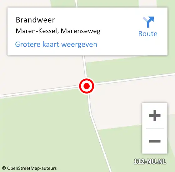 Locatie op kaart van de 112 melding: Brandweer Maren-Kessel, Marenseweg op 2 maart 2015 19:32