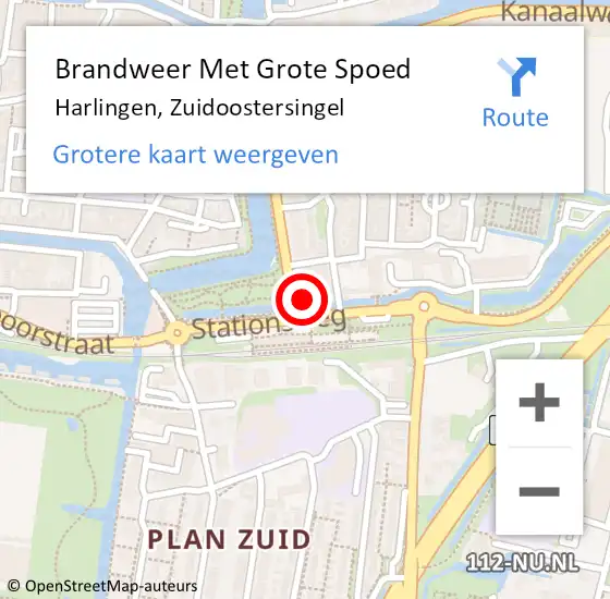 Locatie op kaart van de 112 melding: Brandweer Met Grote Spoed Naar Harlingen, Zuidoostersingel op 2 maart 2015 19:38