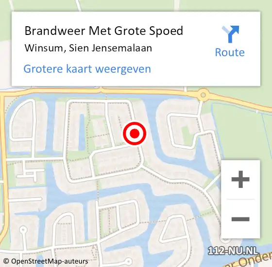 Locatie op kaart van de 112 melding: Brandweer Met Grote Spoed Naar Winsum, Sien Jensemalaan op 2 maart 2015 19:45