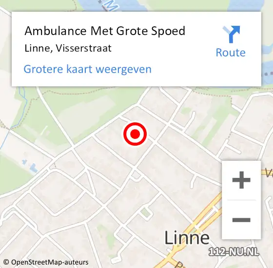 Locatie op kaart van de 112 melding: Ambulance Met Grote Spoed Naar Linne, Visserstraat op 2 maart 2015 19:55