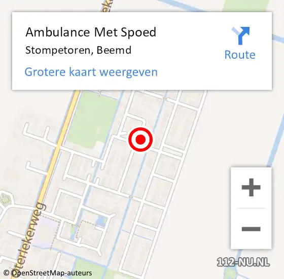 Locatie op kaart van de 112 melding: Ambulance Met Spoed Naar Stompetoren, Beemd op 2 maart 2015 20:21