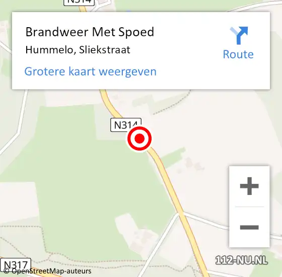 Locatie op kaart van de 112 melding: Brandweer Met Spoed Naar Hummelo, Sliekstraat op 2 maart 2015 21:01