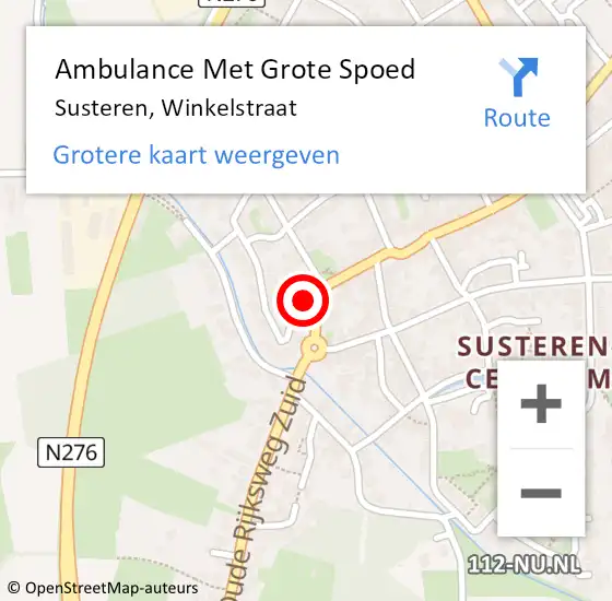 Locatie op kaart van de 112 melding: Ambulance Met Grote Spoed Naar Susteren, Winkelstraat op 2 maart 2015 21:11