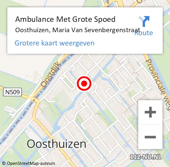 Locatie op kaart van de 112 melding: Ambulance Met Grote Spoed Naar Oosthuizen, Maria Van Sevenbergenstraat op 2 maart 2015 21:12