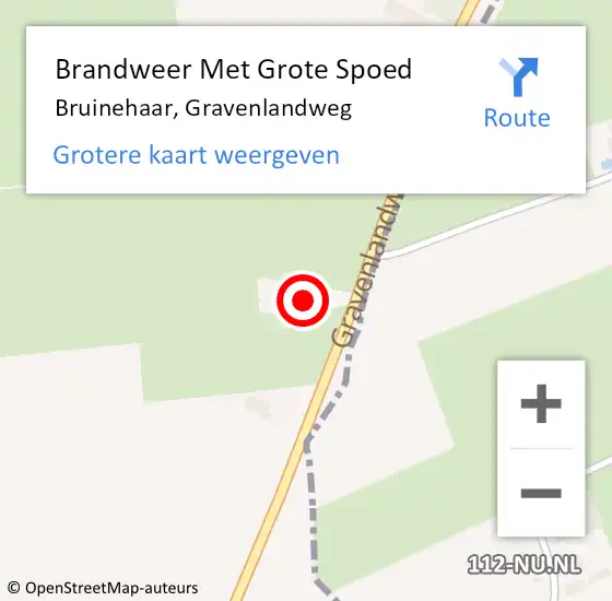 Locatie op kaart van de 112 melding: Brandweer Met Grote Spoed Naar Bruinehaar, Gravenlandweg op 2 maart 2015 21:28