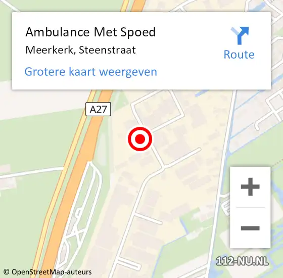 Locatie op kaart van de 112 melding: Ambulance Met Spoed Naar Meerkerk, Steenstraat op 2 maart 2015 21:30