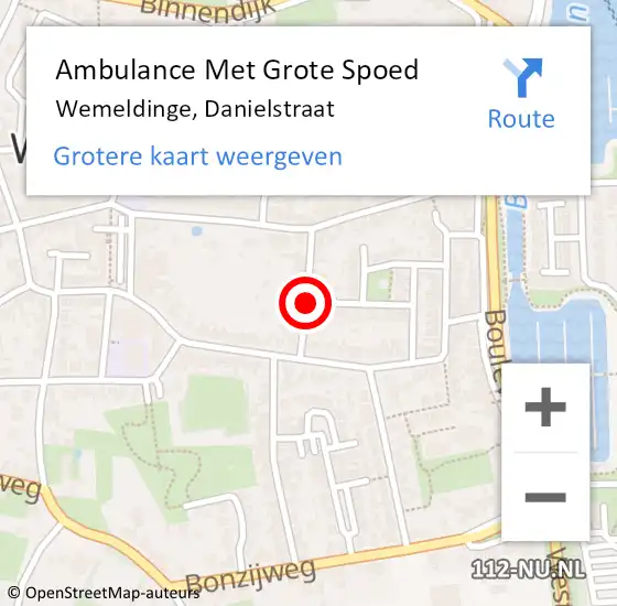 Locatie op kaart van de 112 melding: Ambulance Met Grote Spoed Naar Wemeldinge, Danielstraat op 2 maart 2015 23:22