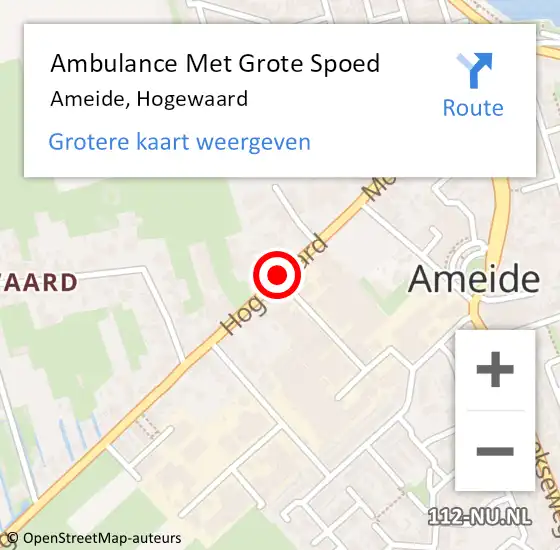 Locatie op kaart van de 112 melding: Ambulance Met Grote Spoed Naar Ameide, Hogewaard op 31 oktober 2013 13:45