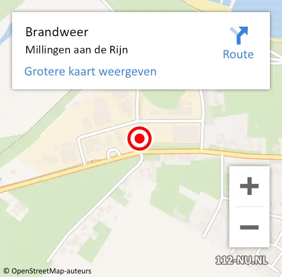 Locatie op kaart van de 112 melding: Brandweer Millingen op 3 maart 2015 01:39