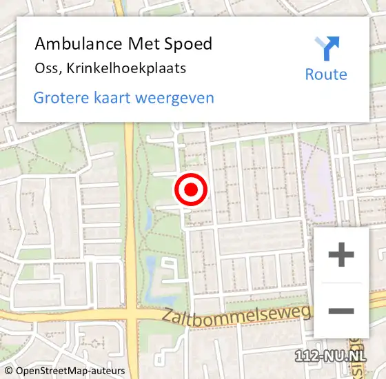 Locatie op kaart van de 112 melding: Ambulance Met Spoed Naar Oss, Krinkelhoekplaats op 3 maart 2015 01:51