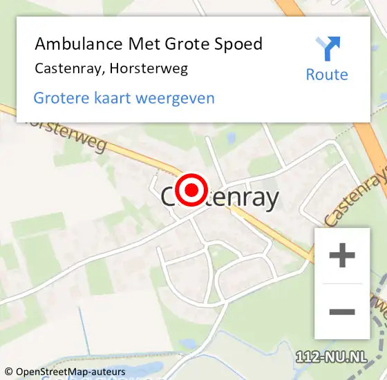 Locatie op kaart van de 112 melding: Ambulance Met Grote Spoed Naar Castenray, Horsterweg op 3 maart 2015 06:23