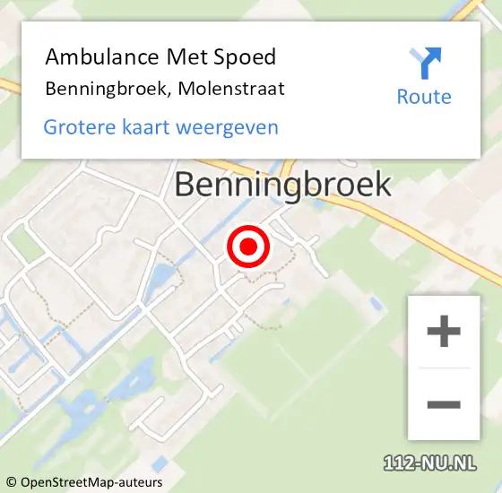 Locatie op kaart van de 112 melding: Ambulance Met Spoed Naar Benningbroek, Molenstraat op 3 maart 2015 07:39