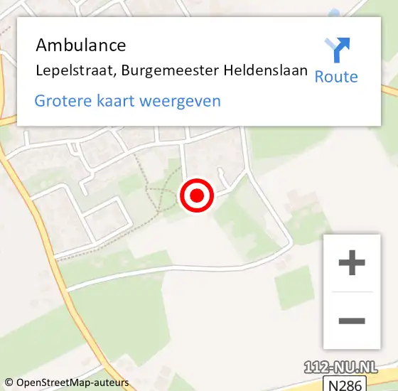 Locatie op kaart van de 112 melding: Ambulance Lepelstraat, Burgemeester Heldenslaan op 3 maart 2015 08:01