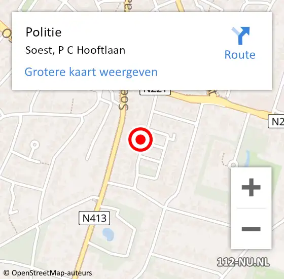 Locatie op kaart van de 112 melding: Politie Soest, P C Hooftlaan op 3 maart 2015 09:02