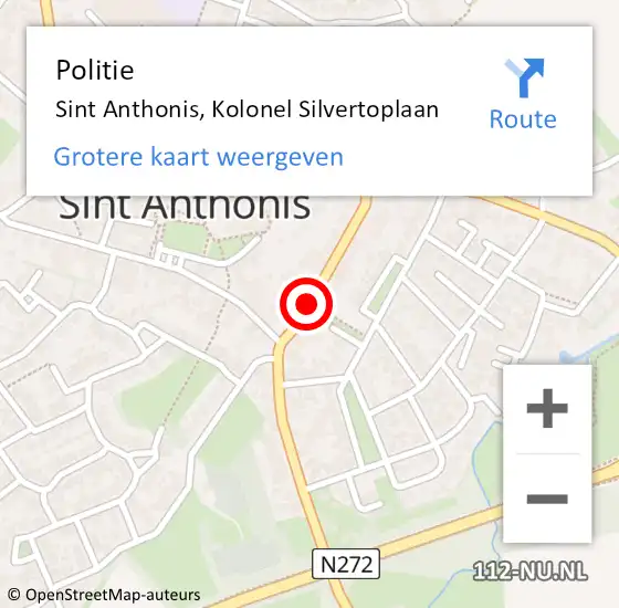 Locatie op kaart van de 112 melding: Politie Sint Anthonis, Kolonel Silvertoplaan op 31 oktober 2013 14:05