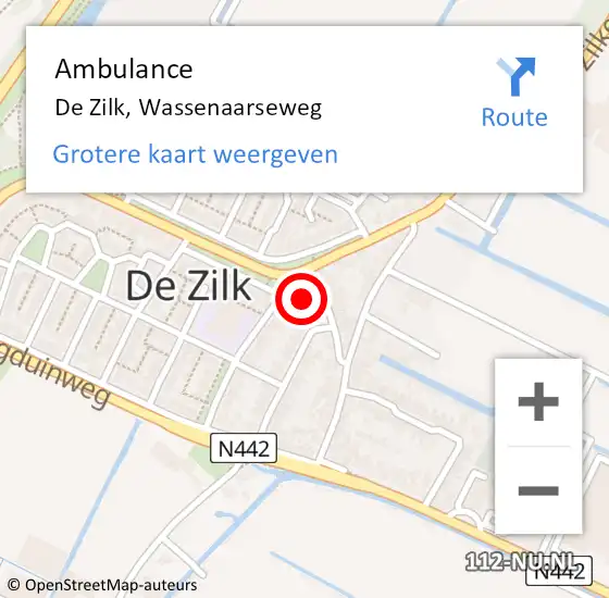 Locatie op kaart van de 112 melding: Ambulance De Zilk, Wassenaarseweg op 3 maart 2015 09:35