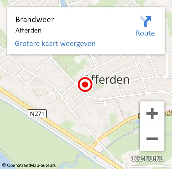 Locatie op kaart van de 112 melding: Brandweer Afferden op 3 maart 2015 10:31