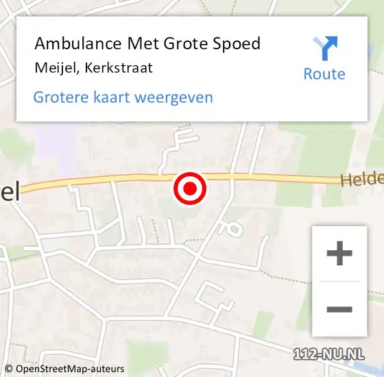 Locatie op kaart van de 112 melding: Ambulance Met Grote Spoed Naar Meijel, Kerkstraat op 3 maart 2015 12:10