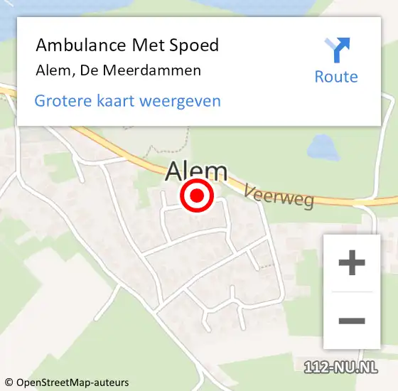 Locatie op kaart van de 112 melding: Ambulance Met Spoed Naar Alem, De Meerdammen op 3 maart 2015 12:43