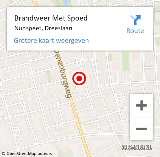 Locatie op kaart van de 112 melding: Brandweer Met Spoed Naar Nunspeet, Dreeslaan op 3 maart 2015 12:51