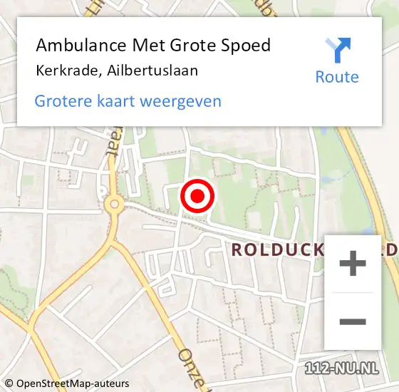 Locatie op kaart van de 112 melding: Ambulance Met Grote Spoed Naar Kerkrade, Ailbertuslaan op 3 maart 2015 13:16