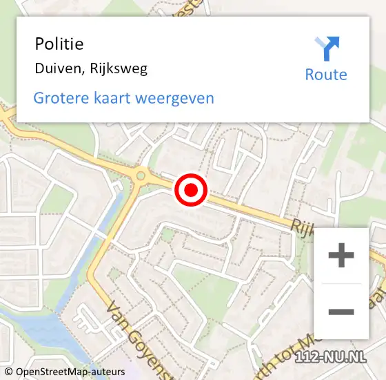 Locatie op kaart van de 112 melding: Politie Duiven, Rijksweg op 3 maart 2015 13:36