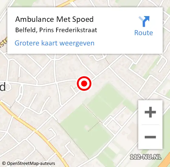 Locatie op kaart van de 112 melding: Ambulance Met Spoed Naar Belfeld, Prins Frederikstraat op 3 maart 2015 13:40