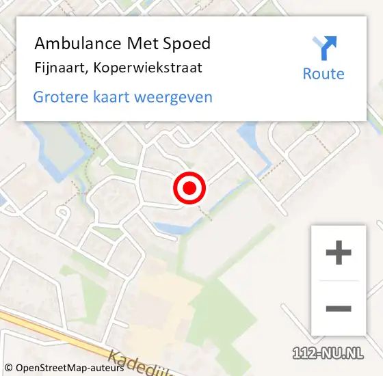 Locatie op kaart van de 112 melding: Ambulance Met Spoed Naar Fijnaart, Koperwiekstraat op 3 maart 2015 14:24