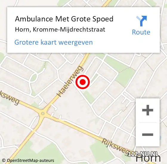 Locatie op kaart van de 112 melding: Ambulance Met Grote Spoed Naar Horn, Kromme-Mijdrechtstraat op 3 maart 2015 14:27