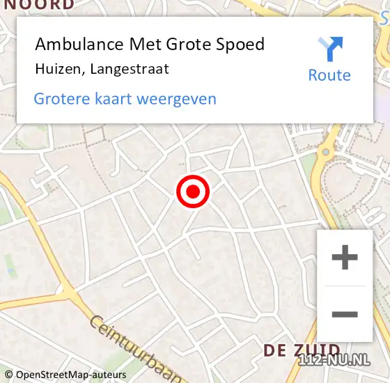 Locatie op kaart van de 112 melding: Ambulance Met Grote Spoed Naar Huizen, Langestraat op 3 maart 2015 14:29