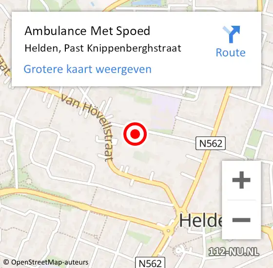 Locatie op kaart van de 112 melding: Ambulance Met Spoed Naar Helden, Past Knippenberghstraat op 3 maart 2015 14:59