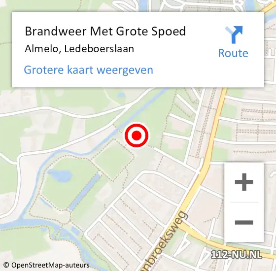 Locatie op kaart van de 112 melding: Brandweer Met Grote Spoed Naar Almelo, Ledeboerslaan op 3 maart 2015 15:14