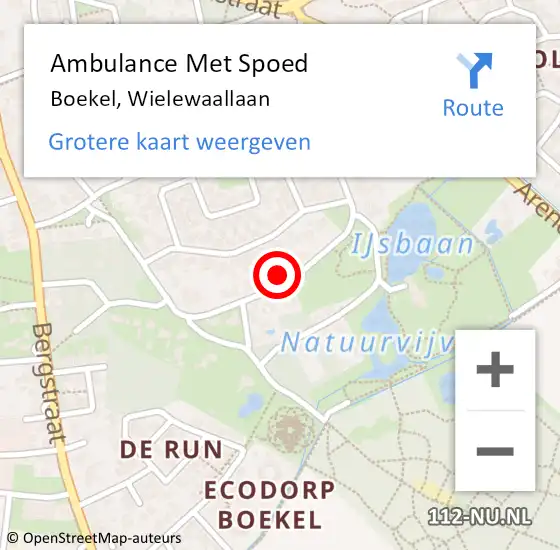 Locatie op kaart van de 112 melding: Ambulance Met Spoed Naar Boekel, Wielewaallaan op 3 maart 2015 15:40