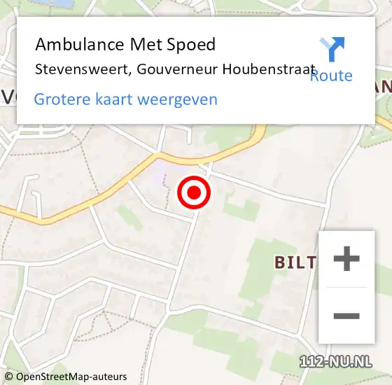 Locatie op kaart van de 112 melding: Ambulance Met Spoed Naar Stevensweert, Gouverneur Houbenstraat op 3 maart 2015 15:49