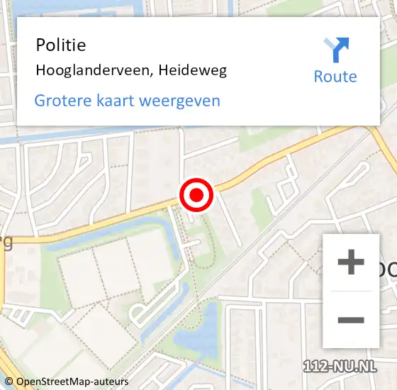 Locatie op kaart van de 112 melding: Politie Hooglanderveen, Heideweg op 3 maart 2015 16:08