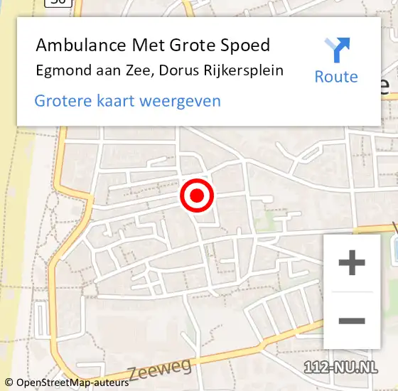 Locatie op kaart van de 112 melding: Ambulance Met Grote Spoed Naar Egmond aan Zee, Dorus Rijkersplein op 3 maart 2015 16:28