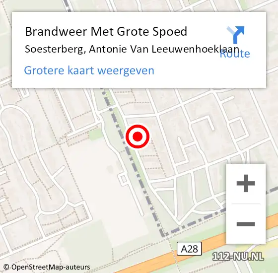 Locatie op kaart van de 112 melding: Brandweer Met Grote Spoed Naar Soesterberg, Antonie Van Leeuwenhoeklaan op 31 oktober 2013 14:50